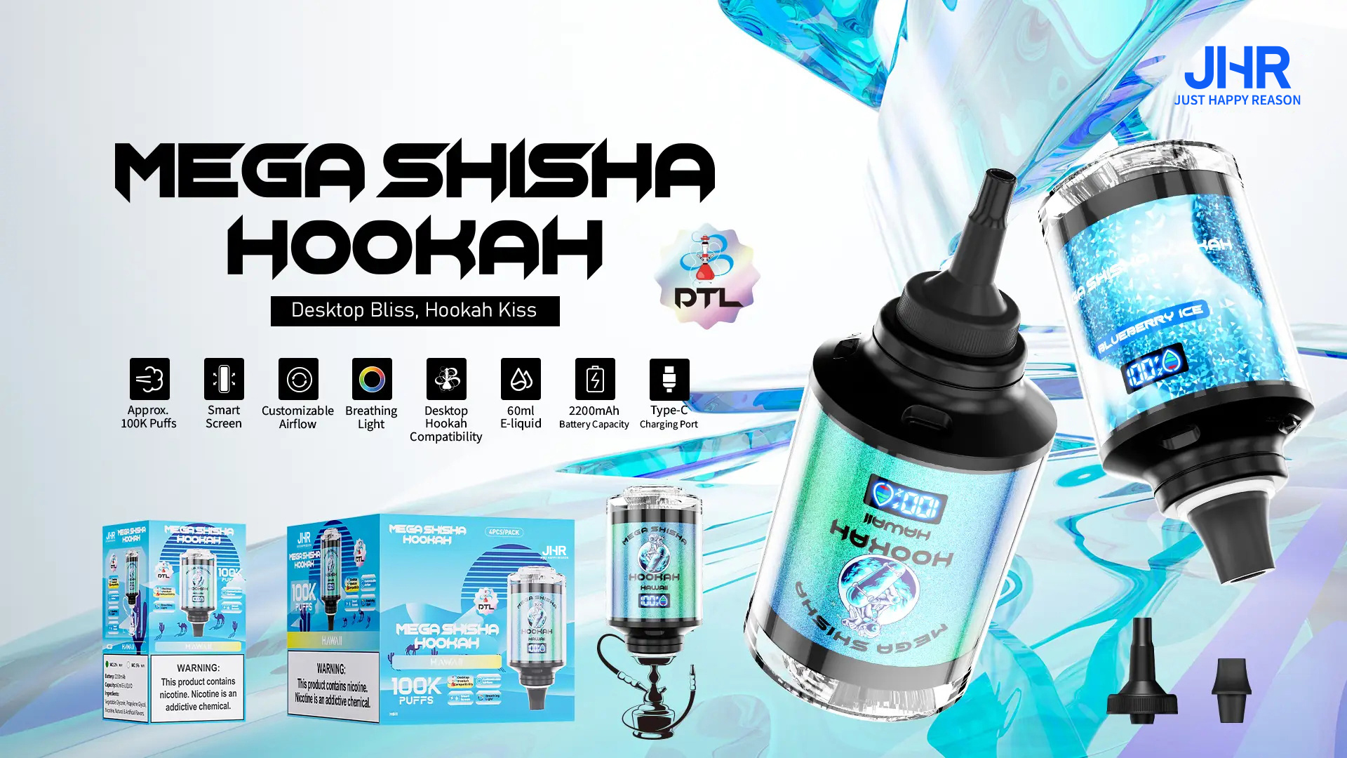jhr vape JNR Mega Shisha Hookah 100000 Puffs Wholesale Disposable Vape main image 1
